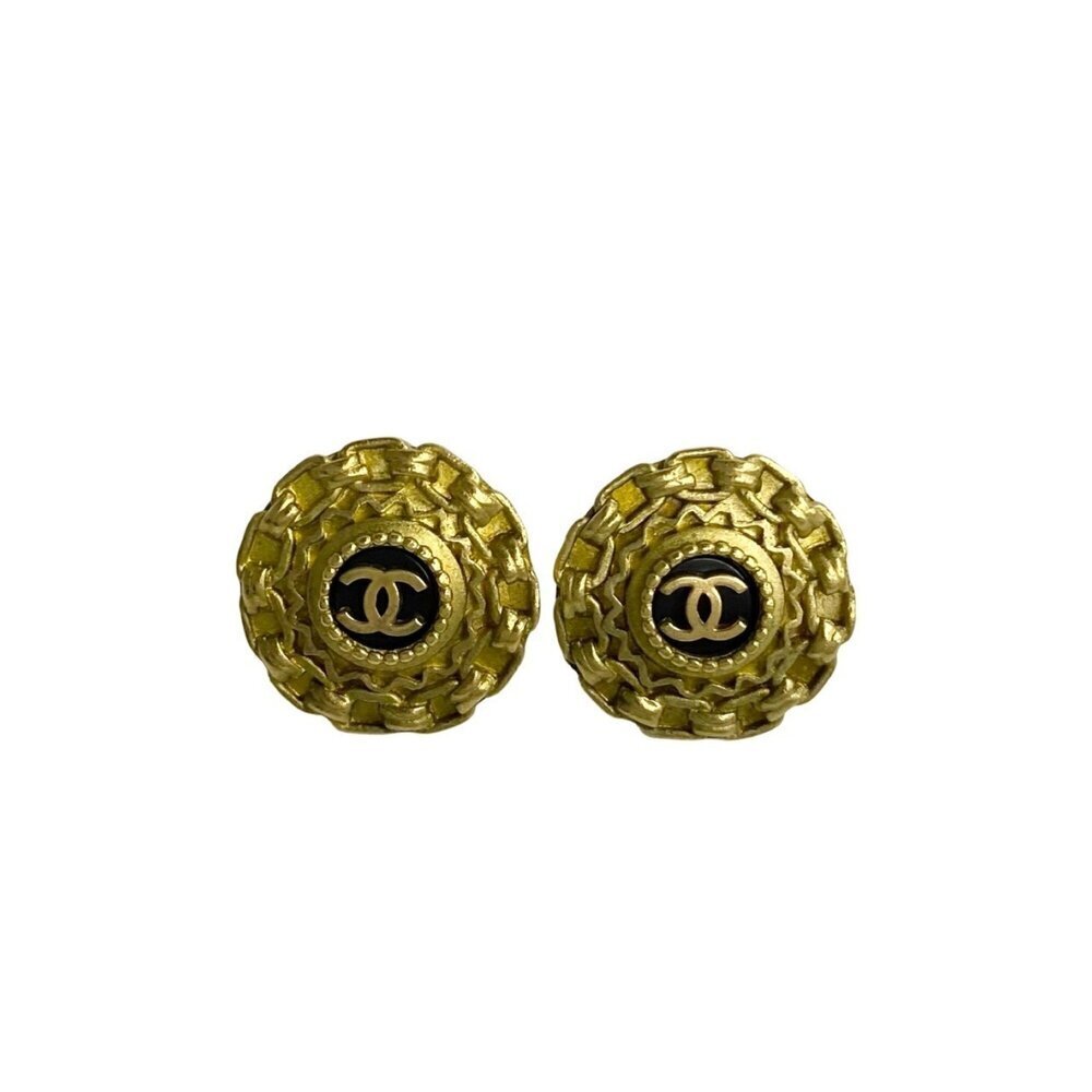 CHANEL Vintage Gold Logo Earrings